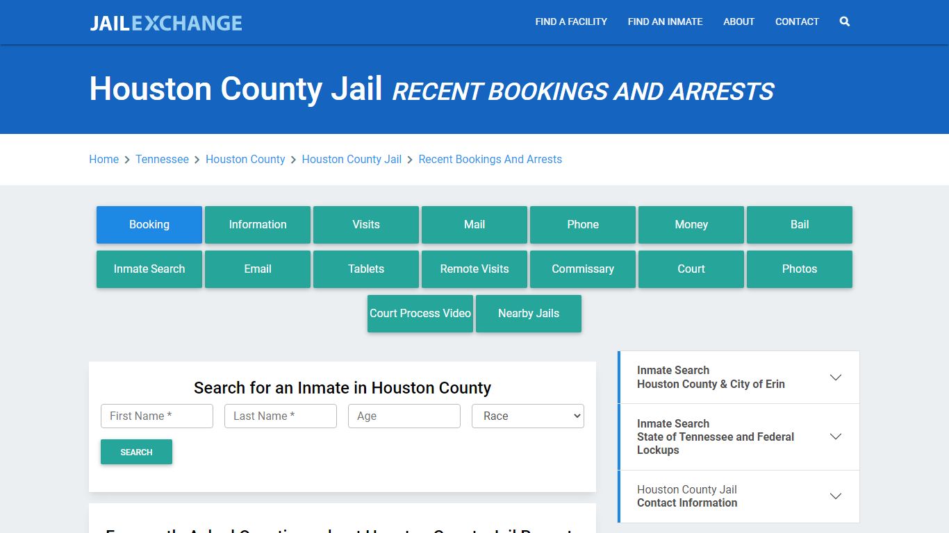 Houston County Jail TN Recent Arrests and Bookings - Jail Exchange