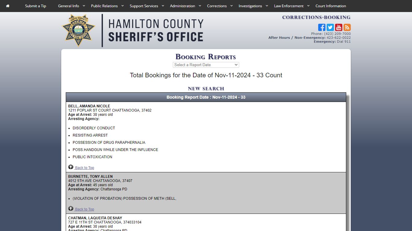 HCSO-Corrections-Booking Reports-Date - hcsheriff.gov